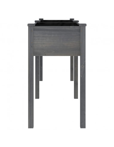 Fioriera con Fodera Grigia 161x45x76cm Legno Massello di Abete