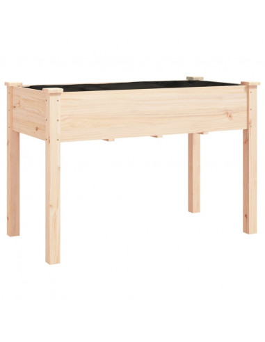 Fioriera con Ruote e Fodera 118x59x80cm Legno Massello di Abete