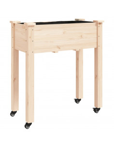 Fioriera con Ruote e Fodera 71x37x80 cm Legno Massello di Abete