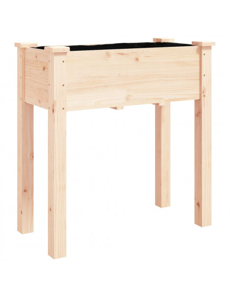 Fioriera con Ruote e Fodera 71x37x80 cm Legno Massello di Abete