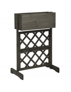 Fioriera con Traliccio Grigia 45x30x74 cm in Massello di Abete