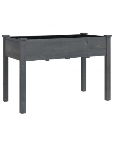 Fioriera Ruote e Fodera Grigia 118x59x80cm Legno Massello Abete