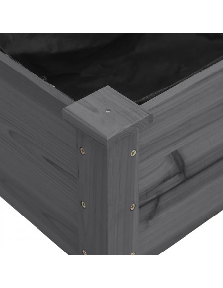 Fioriera Ruote e Fodera Grigia 118x59x80cm Legno Massello Abete