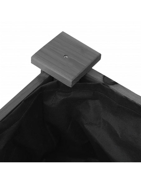 Fioriera Ruote e Fodera Grigia 118x59x80cm Legno Massello Abete