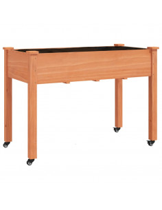 Fioriera Ruote Fodera Marrone 118x59x80cm Legno Massello Abete