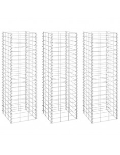 Fioriere Rialzate a Gabbione 3 pz 30x30x100 cm in Ferro