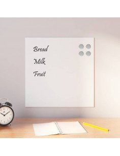 Lavagna Magnetica a Parete Bianca 40x40 cm Vetro Temperato