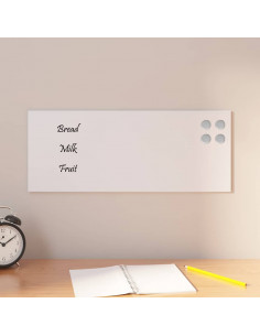 Lavagna Magnetica a Parete Bianca 50x20 cm Vetro Temperato