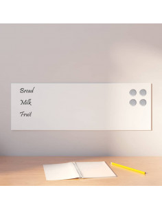 Lavagna Magnetica a Parete Bianca 60x20 cm Vetro Temperato