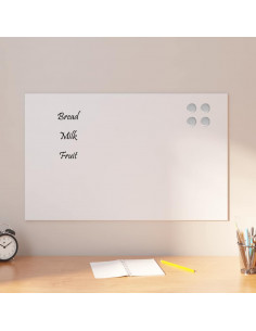 Lavagna Magnetica a Parete Bianca 80x50 cm Vetro Temperato