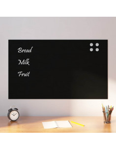 Lavagna Magnetica a Parete Nera 100x60 cm Vetro Temperato