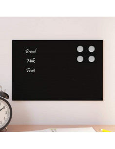 Lavagna Magnetica a Parete Nera 30x20 cm Vetro Temperato