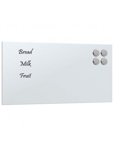 Lavagna Magnetica a Parete Bianca 40x20 cm Vetro Temperato