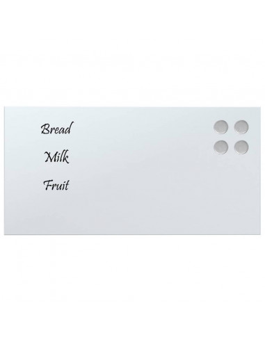 Lavagna Magnetica a Parete Bianca 40x20 cm Vetro Temperato