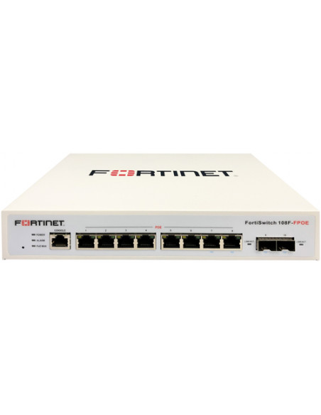 FORTISWITCH-108F-FPOE SWITCH L2+ MANAGEMENT CON 8 PORTE GE + 2 P. SFP + 1 P. POE - POWER BUDGET 130W