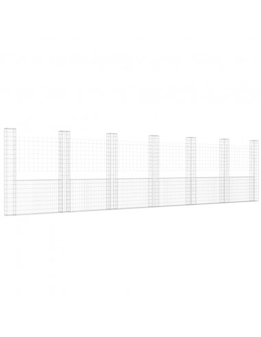 Gabbione a U con 7 Pali in Ferro 740x20x200 cm