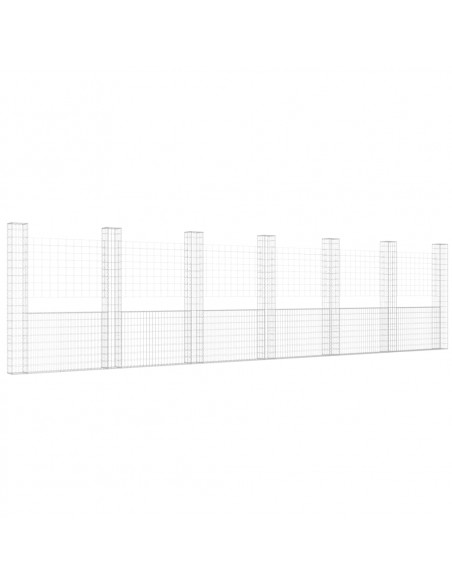 Gabbione a U con 7 Pali in Ferro 740x20x200 cm