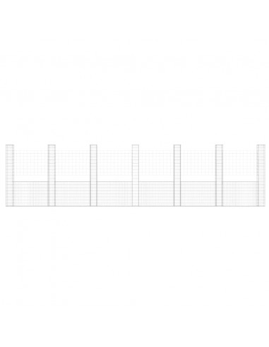 Gabbione a U con 7 Pali in Ferro 740x20x200 cm