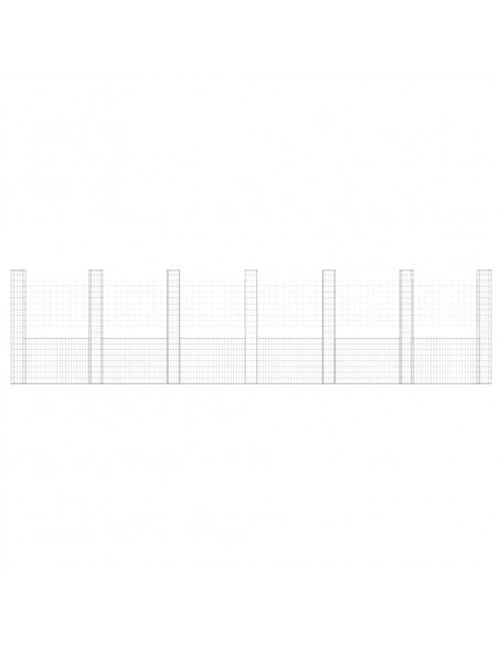 Gabbione a U con 7 Pali in Ferro 740x20x200 cm