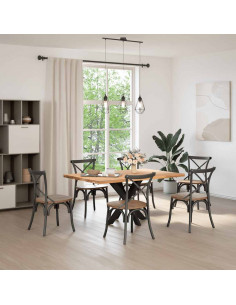 Gamba Tavolo Pranzo Forma Ragno Nero 85x85x(72-73) cm Acciaio 2