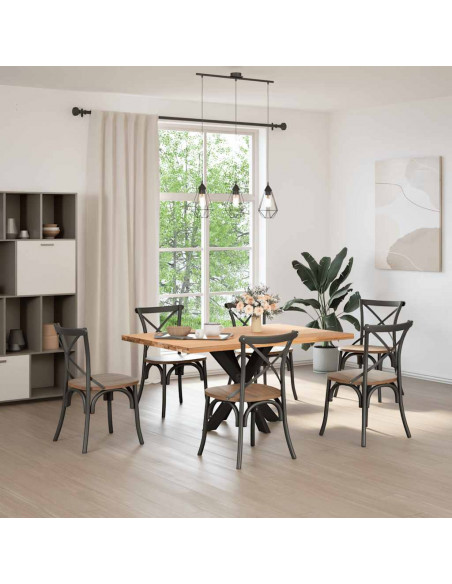 Gamba Tavolo Pranzo Forma Ragno Nero 85x85x(72-73) cm Acciaio
