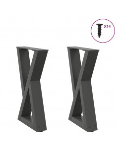 Gambe per Tavolino 2 pz Antracite 28x(42-43,3) cm in Acciaio