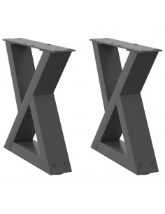 Gambe per Tavolino 2 pz Antracite 30x(30-31,3) cm in Acciaio 2