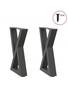 Gambe per Tavolino 2 pz Antracite 38x(42-43,3) cm in Acciaio