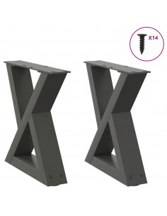 Gambe per Tavolino 2 pz Antracite 40x(30-31,3) cm in Acciaio