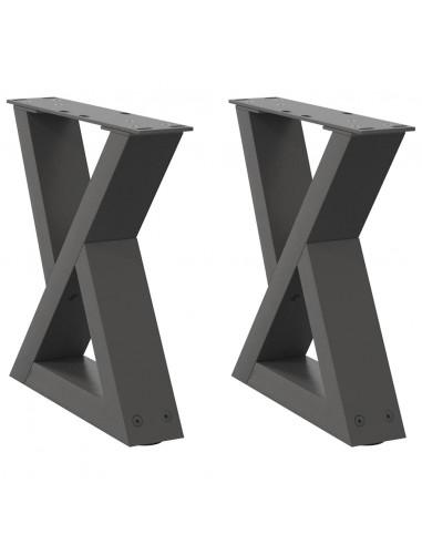 Gambe per Tavolino 2 pz Antracite 40x(30-31,3) cm in Acciaio