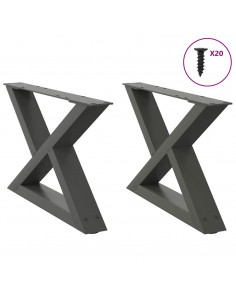 Gambe per Tavolino 2 pz Antracite 50x(30-31,3) cm in Acciaio