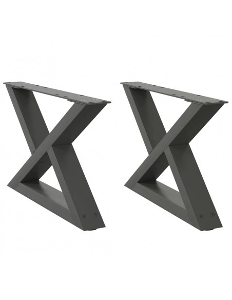 Gambe per Tavolino 2 pz Antracite 50x(30-31,3) cm in Acciaio