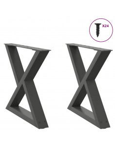 Gambe per Tavolino 2 pz Antracite 50x(42-43,3) cm in Acciaio