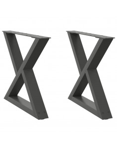 Gambe per Tavolino 2 pz Antracite 50x(42-43,3) cm in Acciaio 2