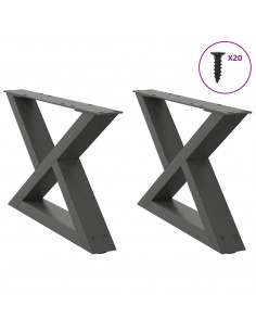 Gambe per Tavolino 2 pz Antracite 60x(30-31,3) cm in Acciaio