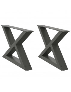 Gambe per Tavolino 2 pz Antracite 60x(30-31,3) cm in Acciaio 2