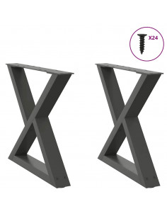 Gambe per Tavolino 2 pz Antracite 60x(42-43,3) cm in Acciaio