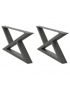 Gambe per Tavolino 2 pz Antracite 70x(30-31,3) cm in Acciaio 2