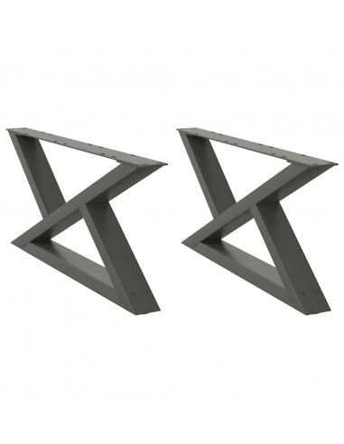 Gambe per Tavolino 2 pz Antracite 70x(30-31,3) cm in Acciaio