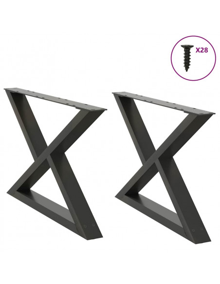 Gambe per Tavolino 2 pz Antracite 70x(42-43,3) cm in Acciaio