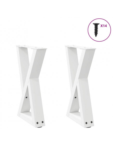 Gambe per Tavolino 2 pz Bianco 28x(42-43,3) cm in Acciaio