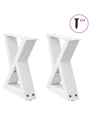 Gambe per Tavolino 2 pz Bianco 30x(30-31,3) cm in Acciaio