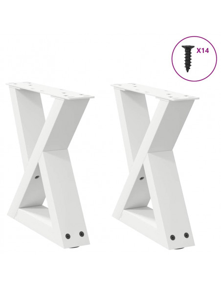 Gambe per Tavolino 2 pz Bianco 30x(30-31,3) cm in Acciaio