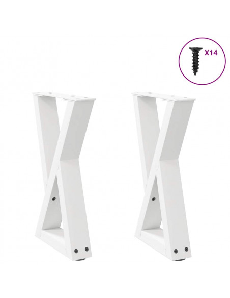 Gambe per Tavolino 2 pz Bianco 38x(42-43,3) cm in Acciaio