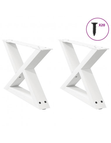 Gambe per Tavolino 2 pz Bianco 50x(30-31,3) cm in Acciaio
