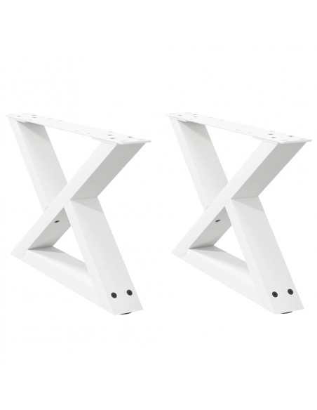 Gambe per Tavolino 2 pz Bianco 50x(30-31,3) cm in Acciaio