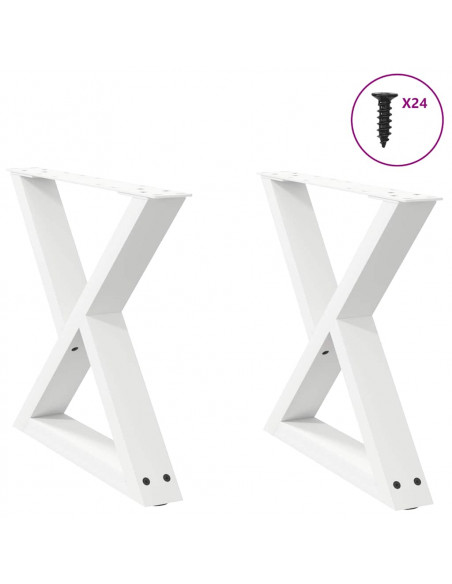 Gambe per Tavolino 2 pz Bianco 50x(42-43,3) cm in Acciaio
