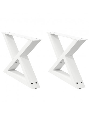 Gambe per Tavolino 2 pz Bianco 60x(30-31,3) cm in Acciaio