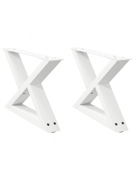 Gambe per Tavolino 2 pz Bianco 60x(30-31,3) cm in Acciaio