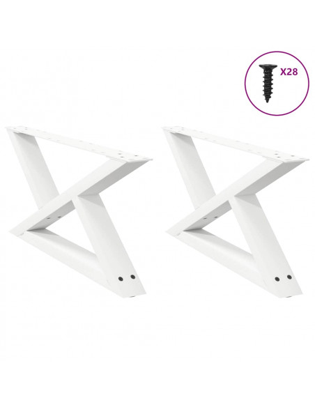 Gambe per Tavolino 2 pz Bianco 70x(30-31,3) cm in Acciaio